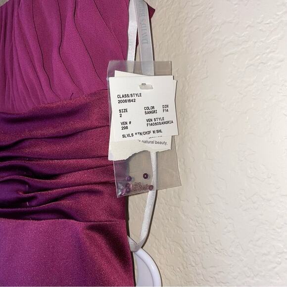 David's Bridal dress bridesmaid NEW Sangria color floral strap empire waist SZ 2 - Picture 9 of 10